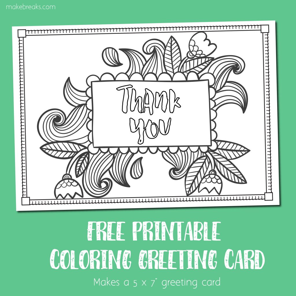 Free Printable Thank You Coloring Card - Make Breaks