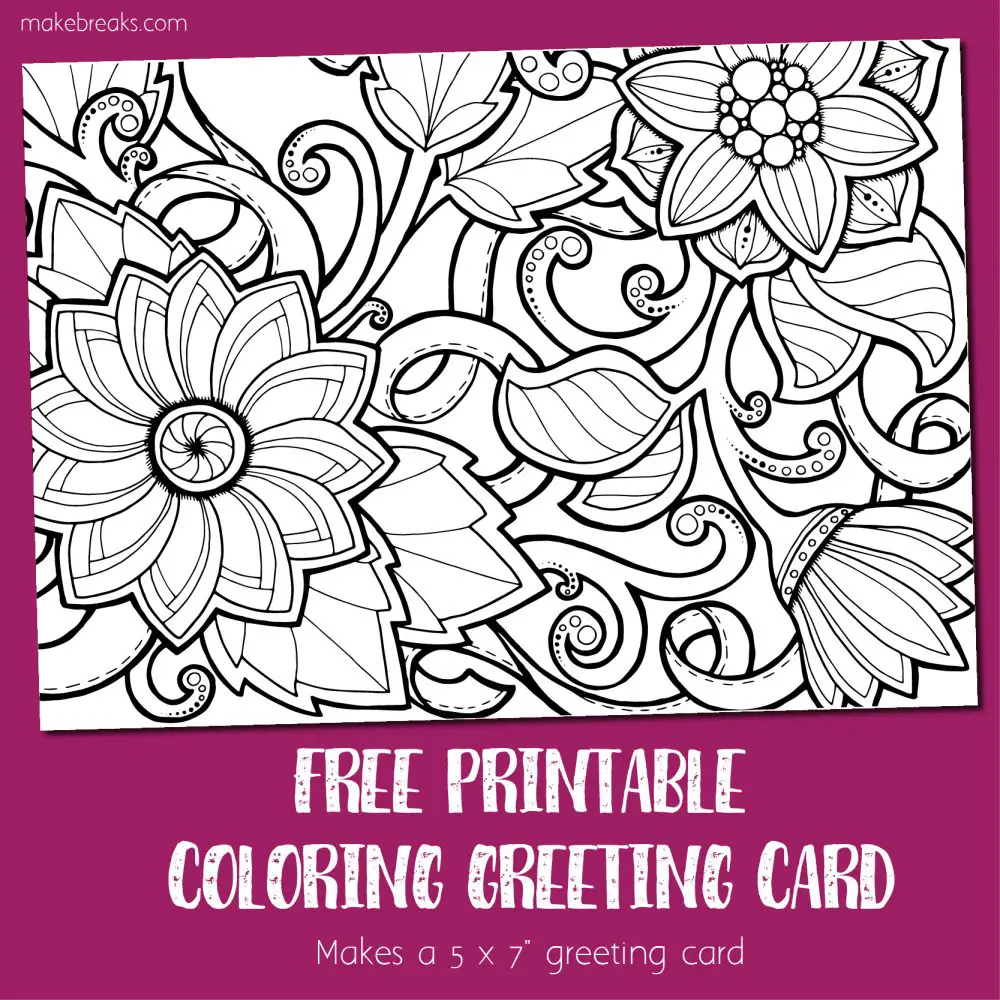 Coloring Card 4 – Greeting Card to Color (Flowers)