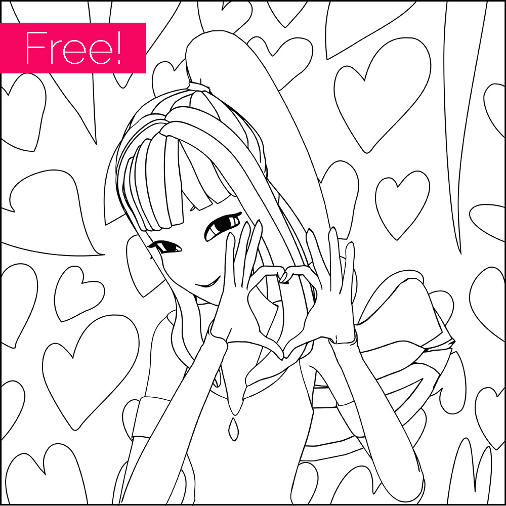 Free Girl With Heart Coloring Page