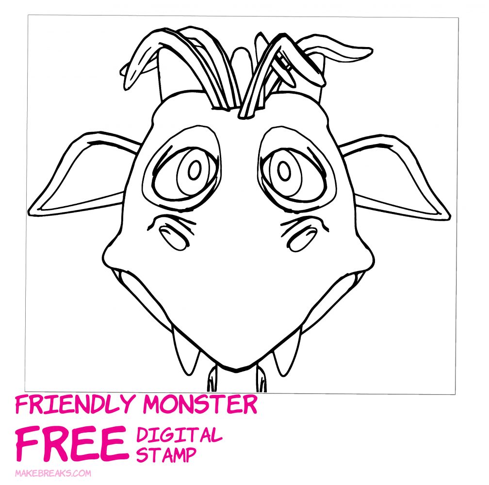 Funny Monster Head Free Digital Stamp