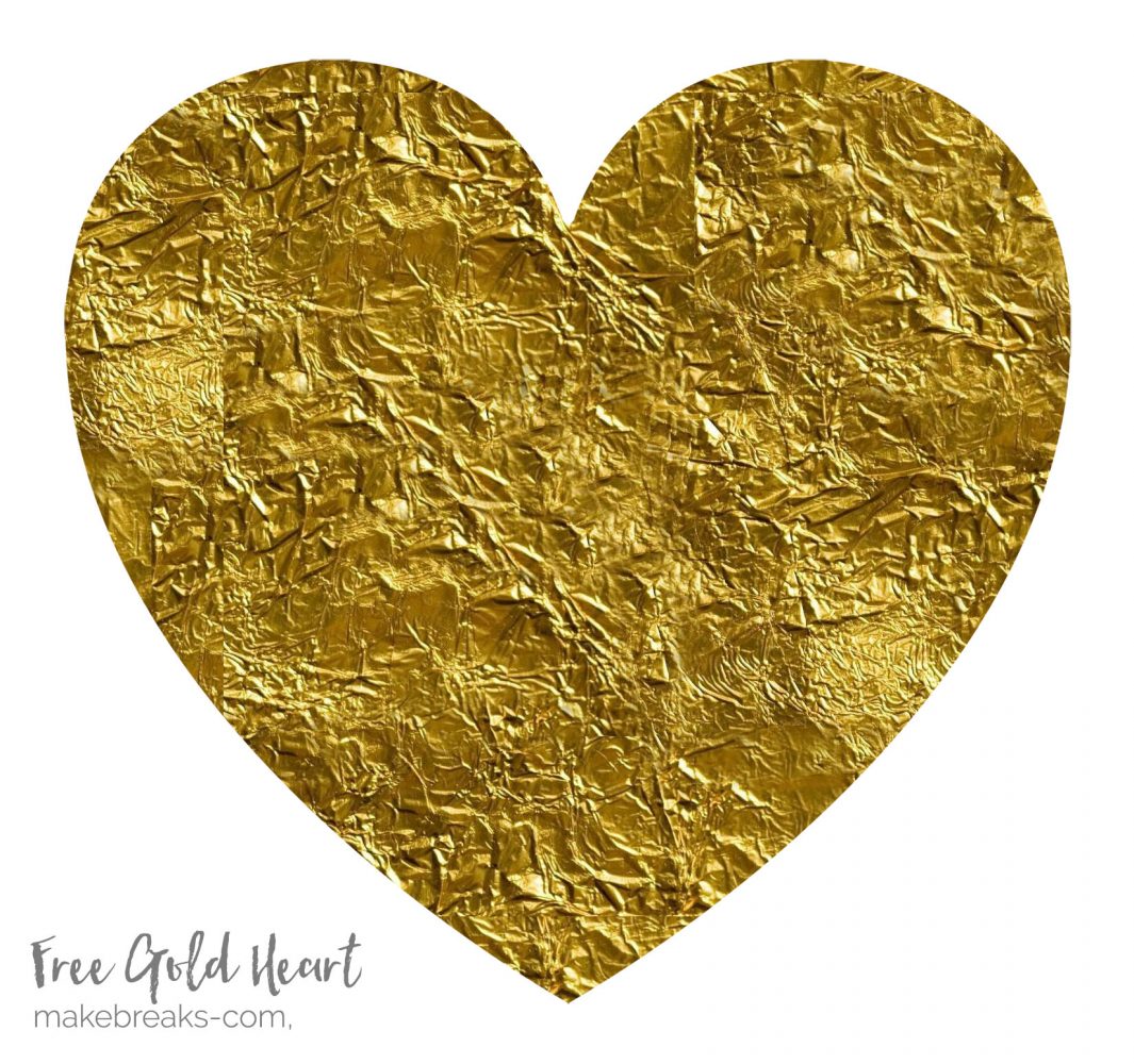 Free Gold Heart For Handmade Cards and Scrapbook Pages
