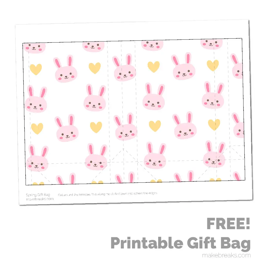 Spring Easter Printable Gift Bag – Pink Bunny Pattern