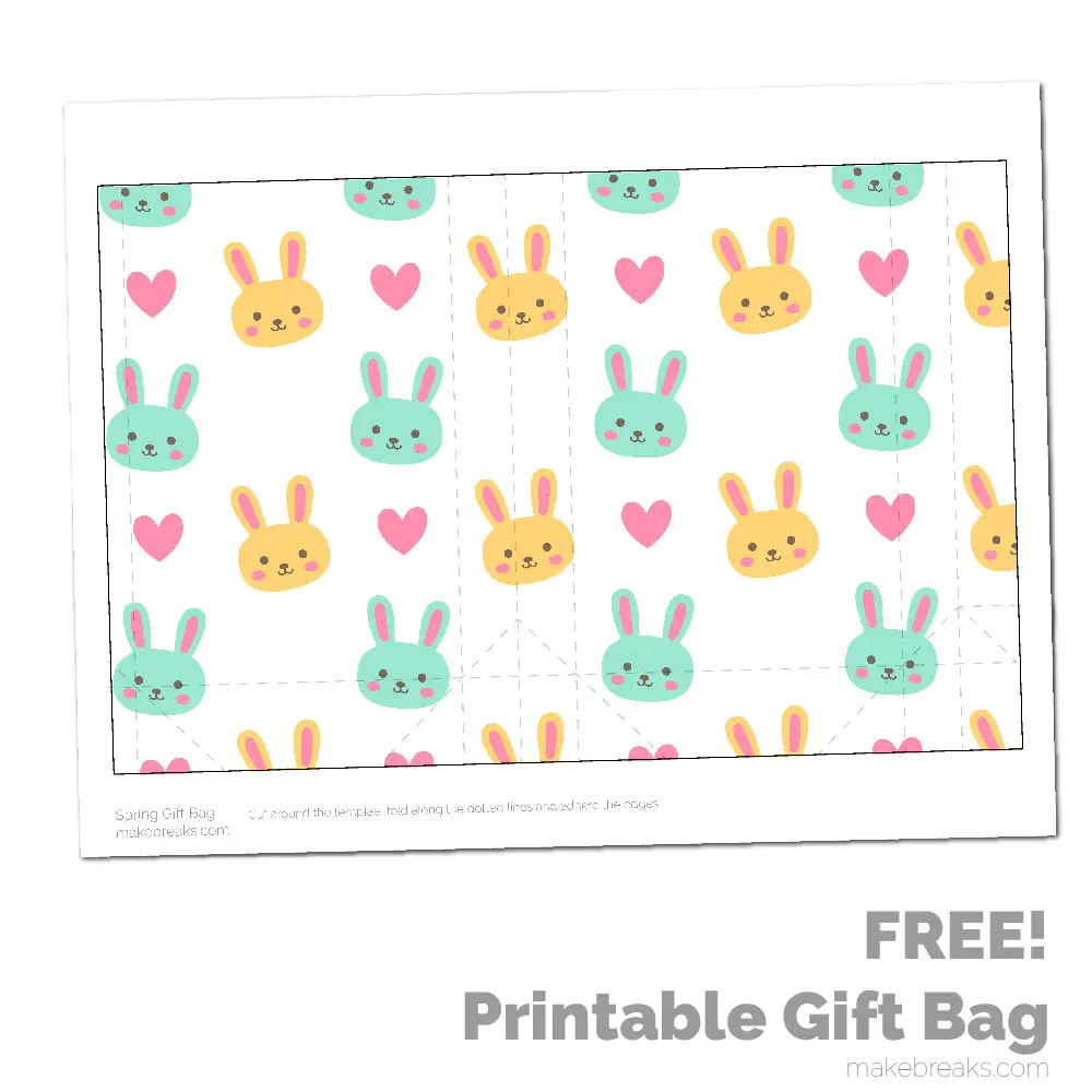 Spring Easter Printable Gift Bag – Yellow Bunny Pattern