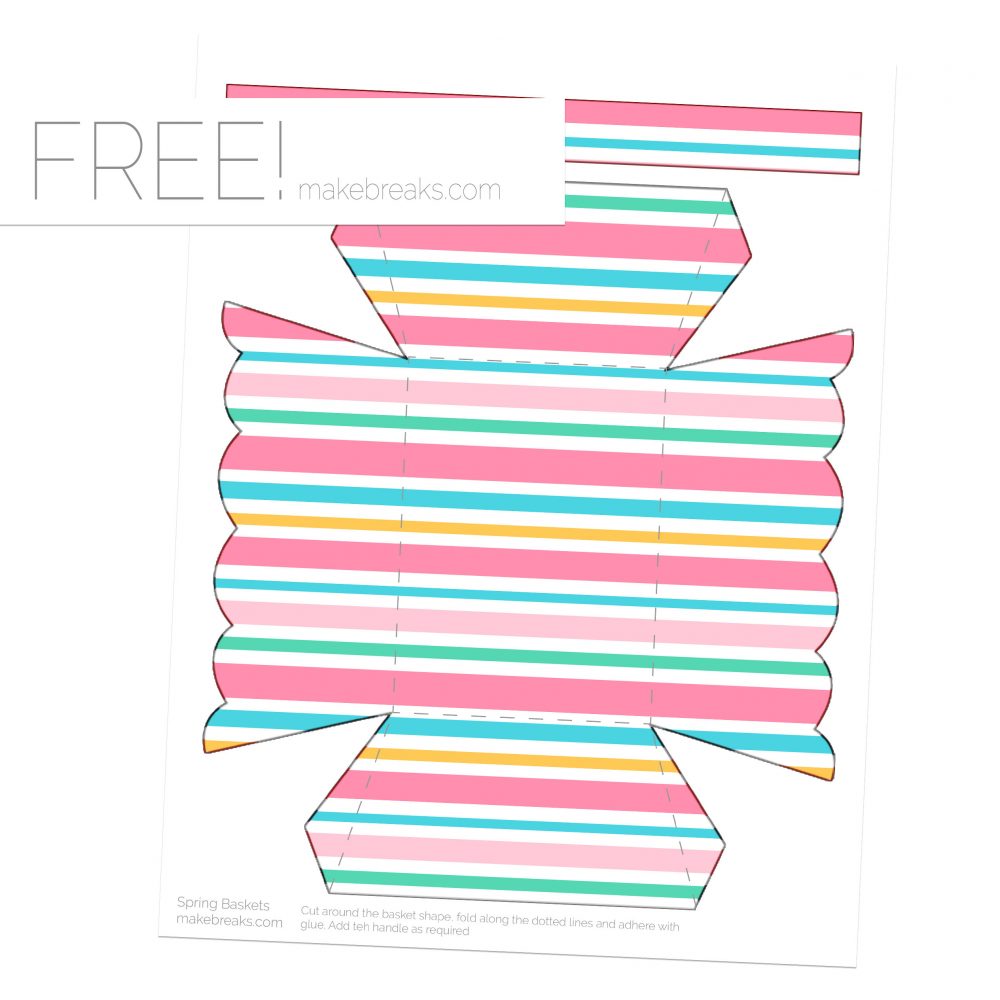 Spring Easter Printable Basket Template – Stripe Pattern