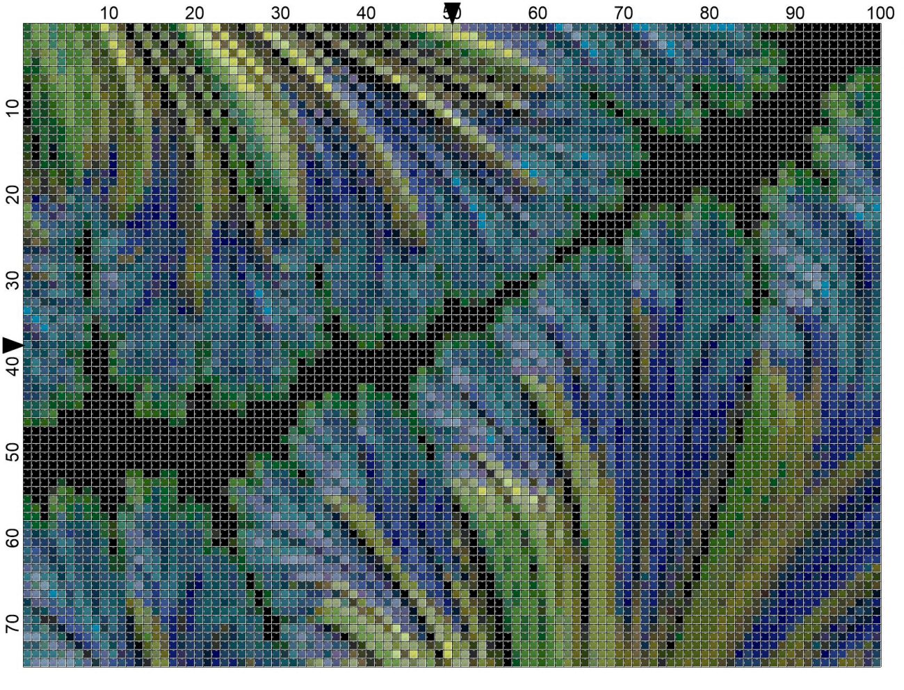 Free Fractal Cross Stitch Pattern – Blue Green Pattern