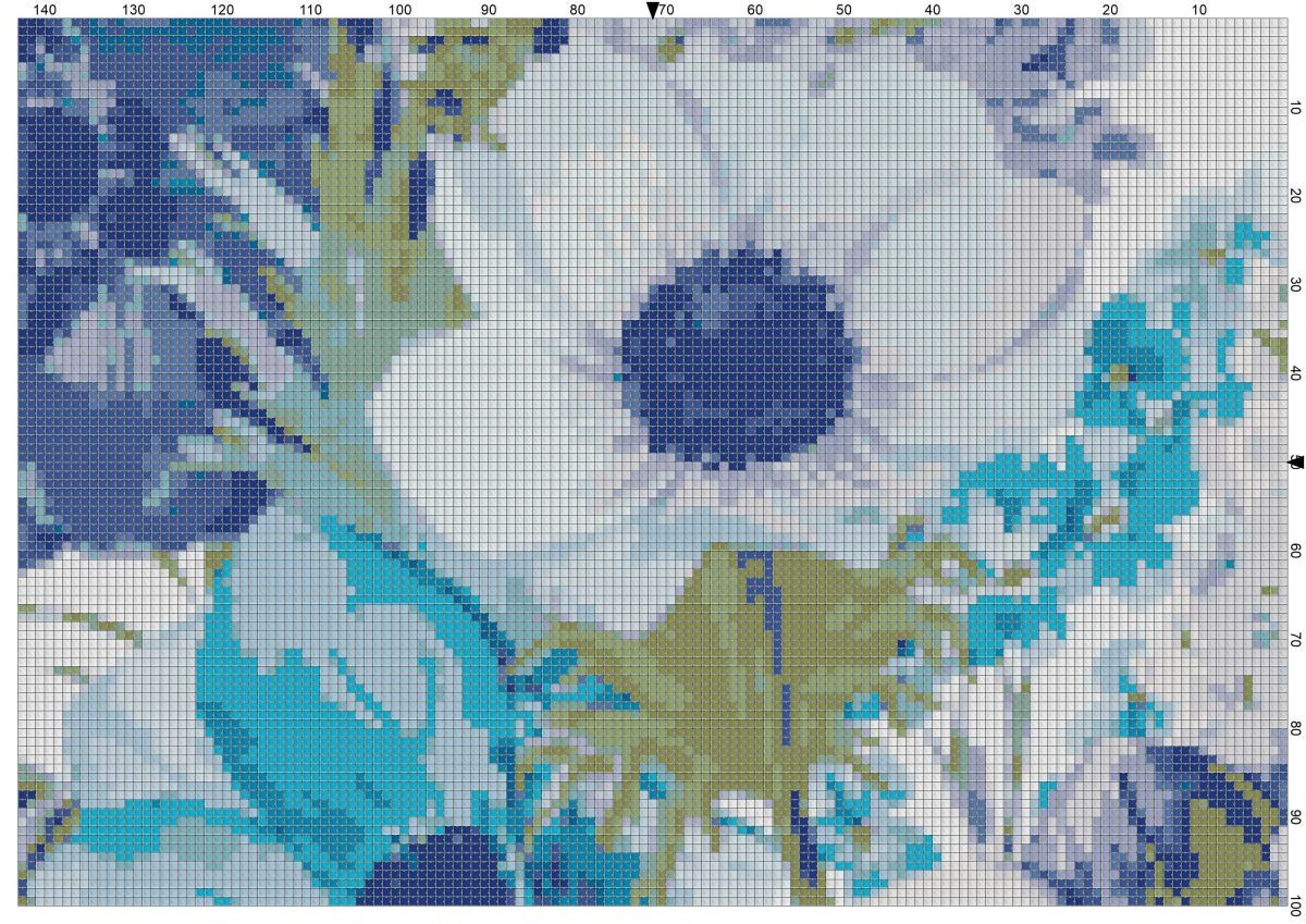 Free Cross Stitch Chart – Blue Flowers