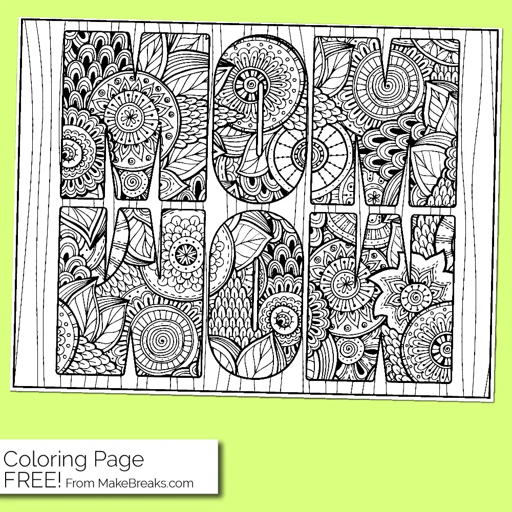 Free MOM WOW Coloring Page