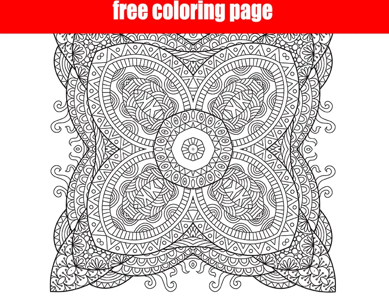 Free Printable Square Mandala Coloring – Intricate