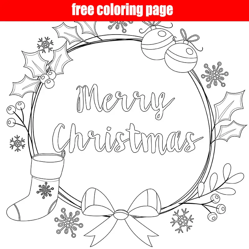Merry Christmas Free Coloring Page