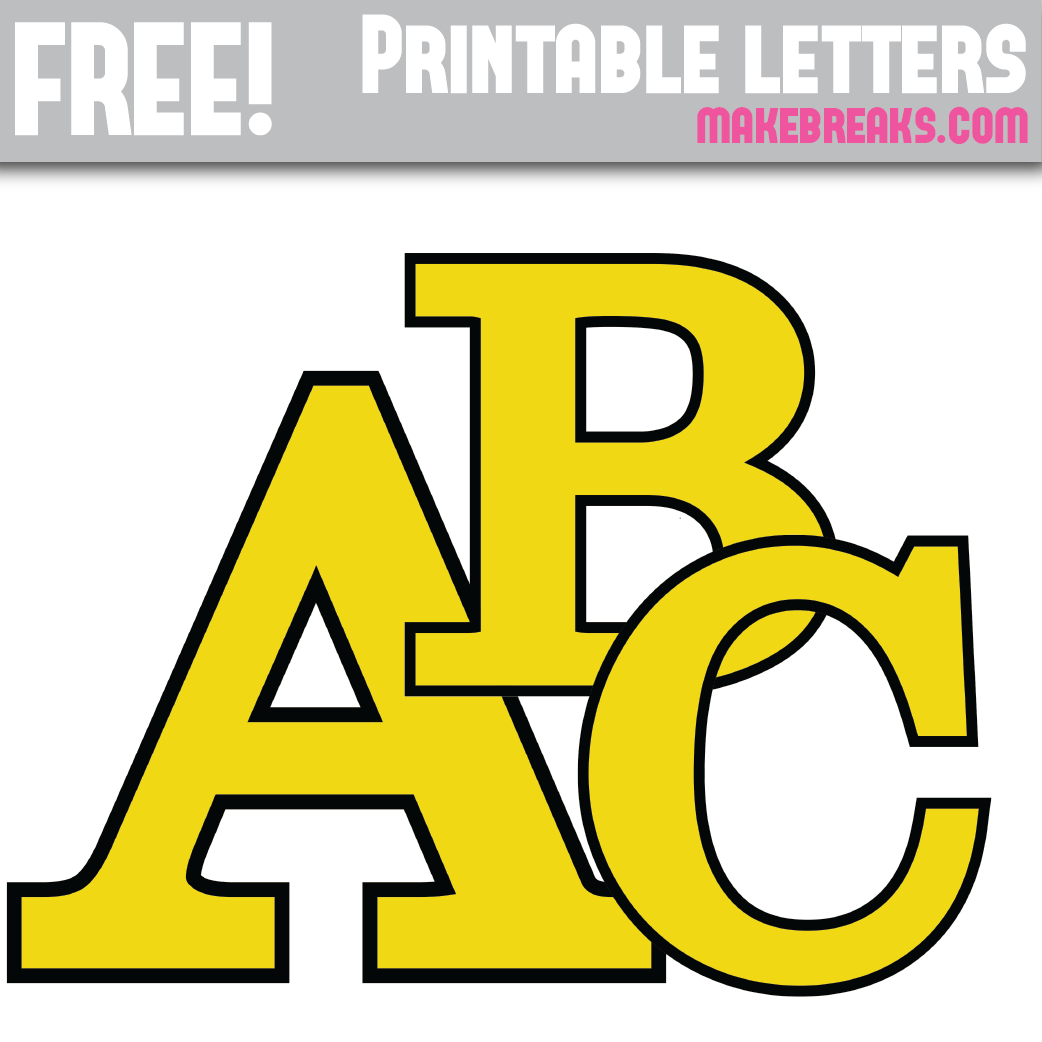 Yellow With Black Edge Free Printable Alphabet