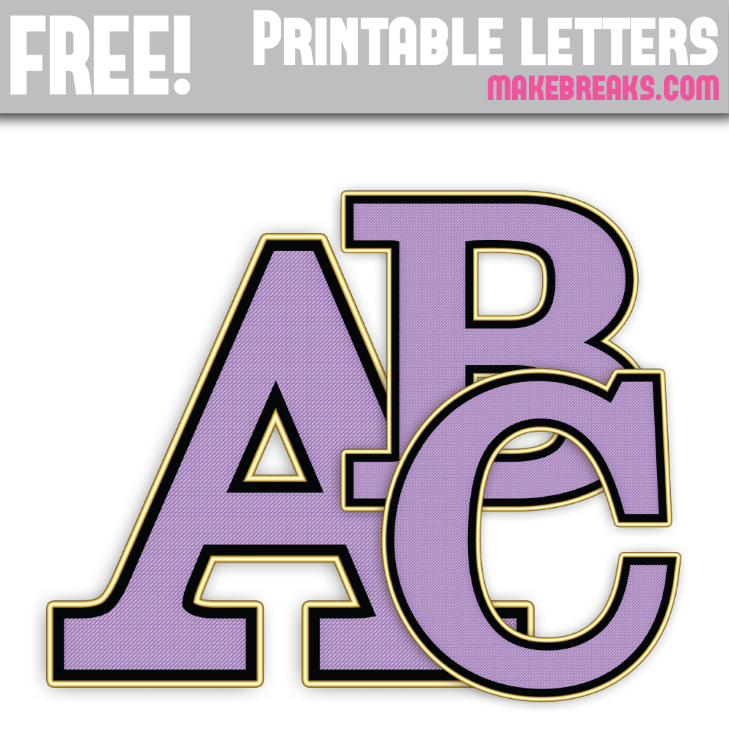 Free printable purple and gold edged letters