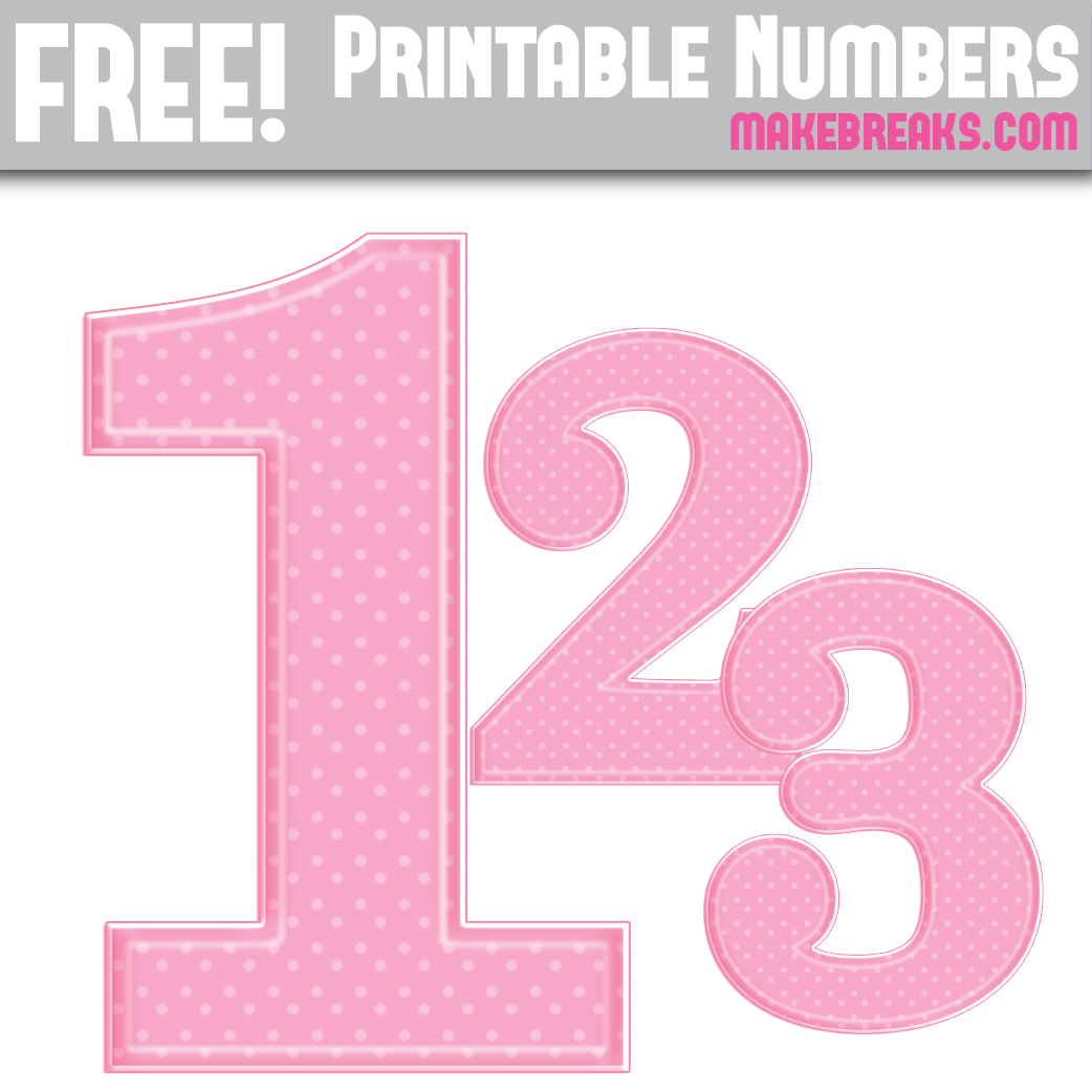 Free Pink Polka Dot Printable Numbers 0 – 9