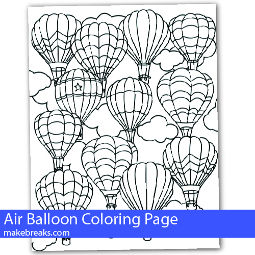 Free Air Balloon Coloring Page