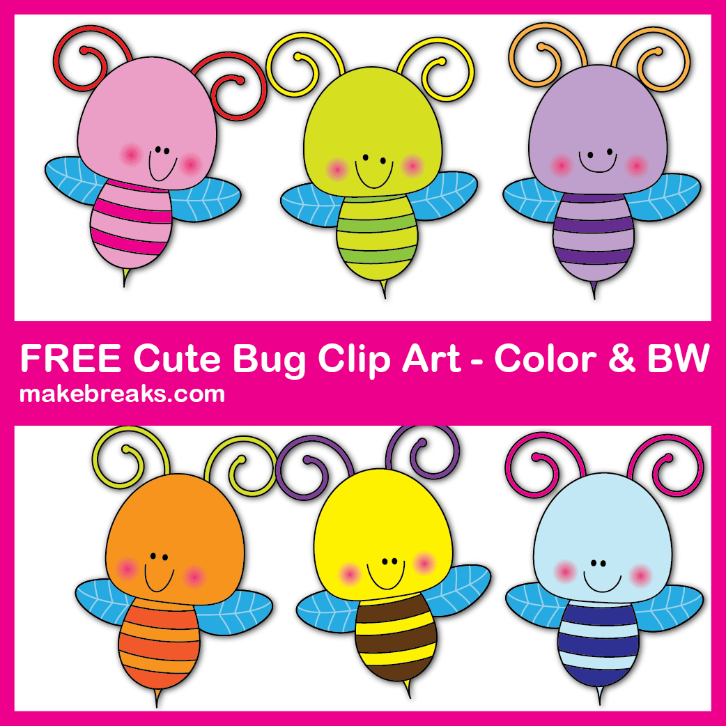 Free cute bug clip art for teachers and home schoolers
