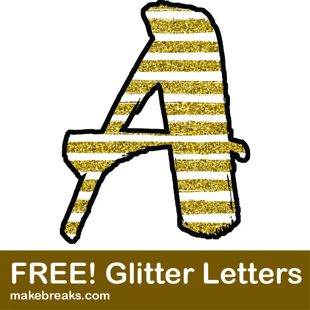Free Gold Striped Glitter Hand Drawn Letters to Download