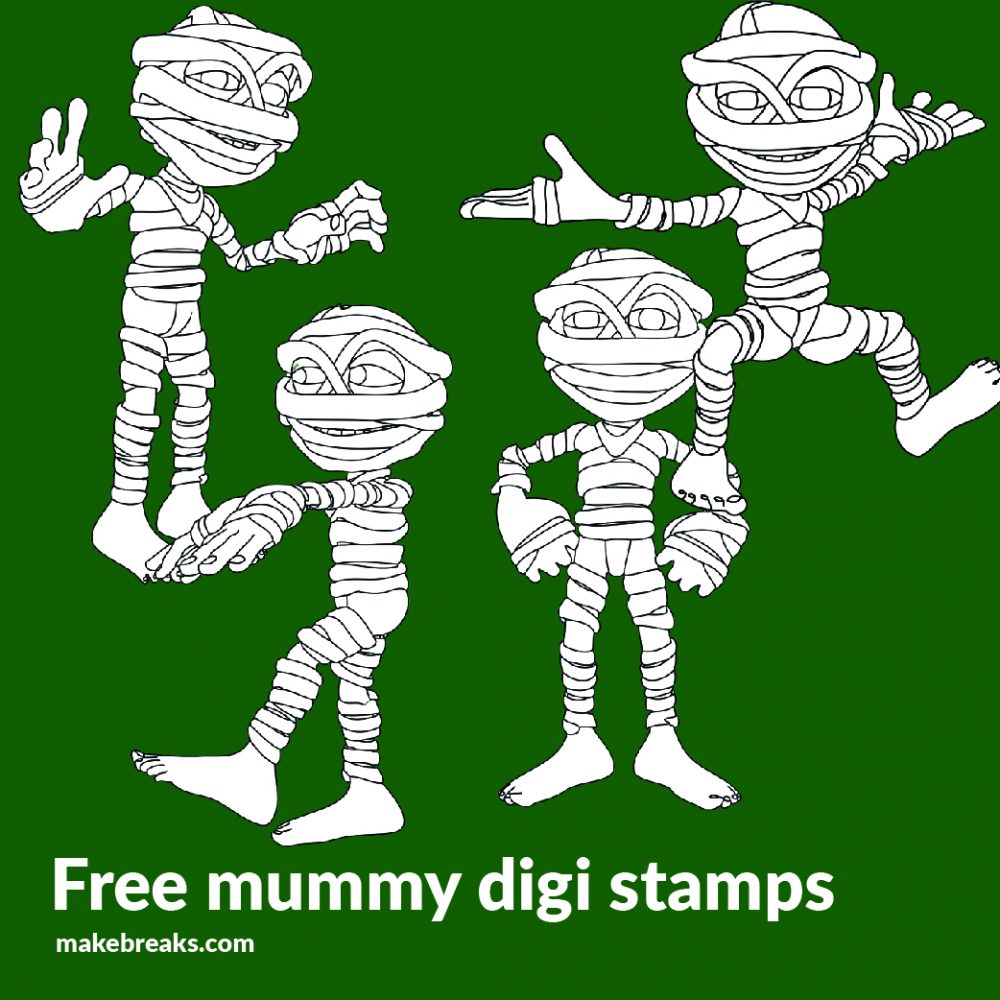 4 Mummy Free Halloween Digital Stamps