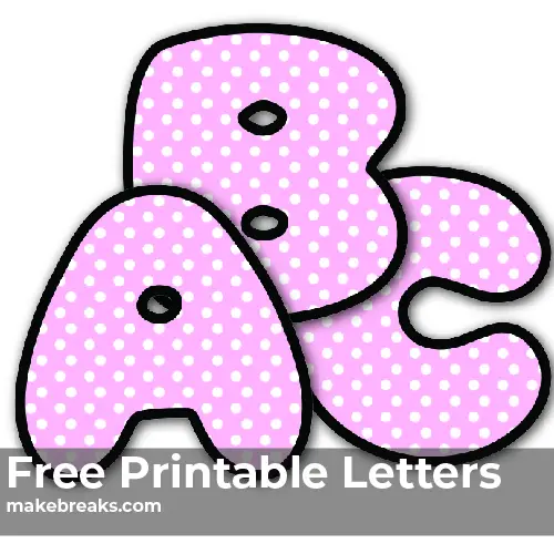pink polkadot free printable alphabet make breaks