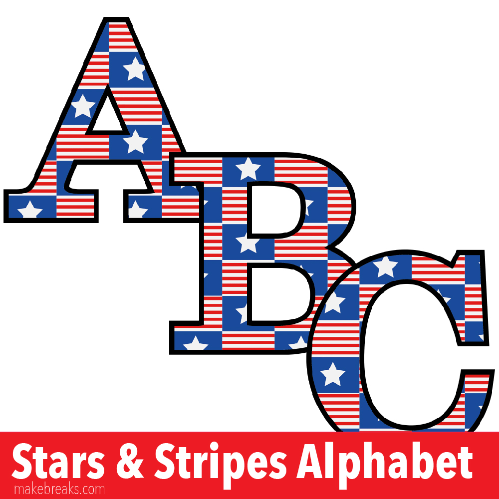 Patriotic Stars and Stripes Free Printable Alphabet