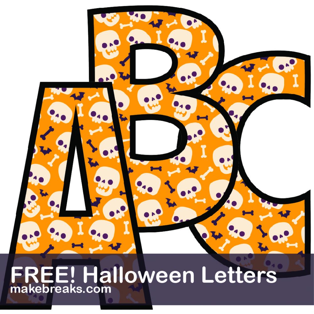 Halloween Free Printable Alphabet – Orange & Cute Skulls
