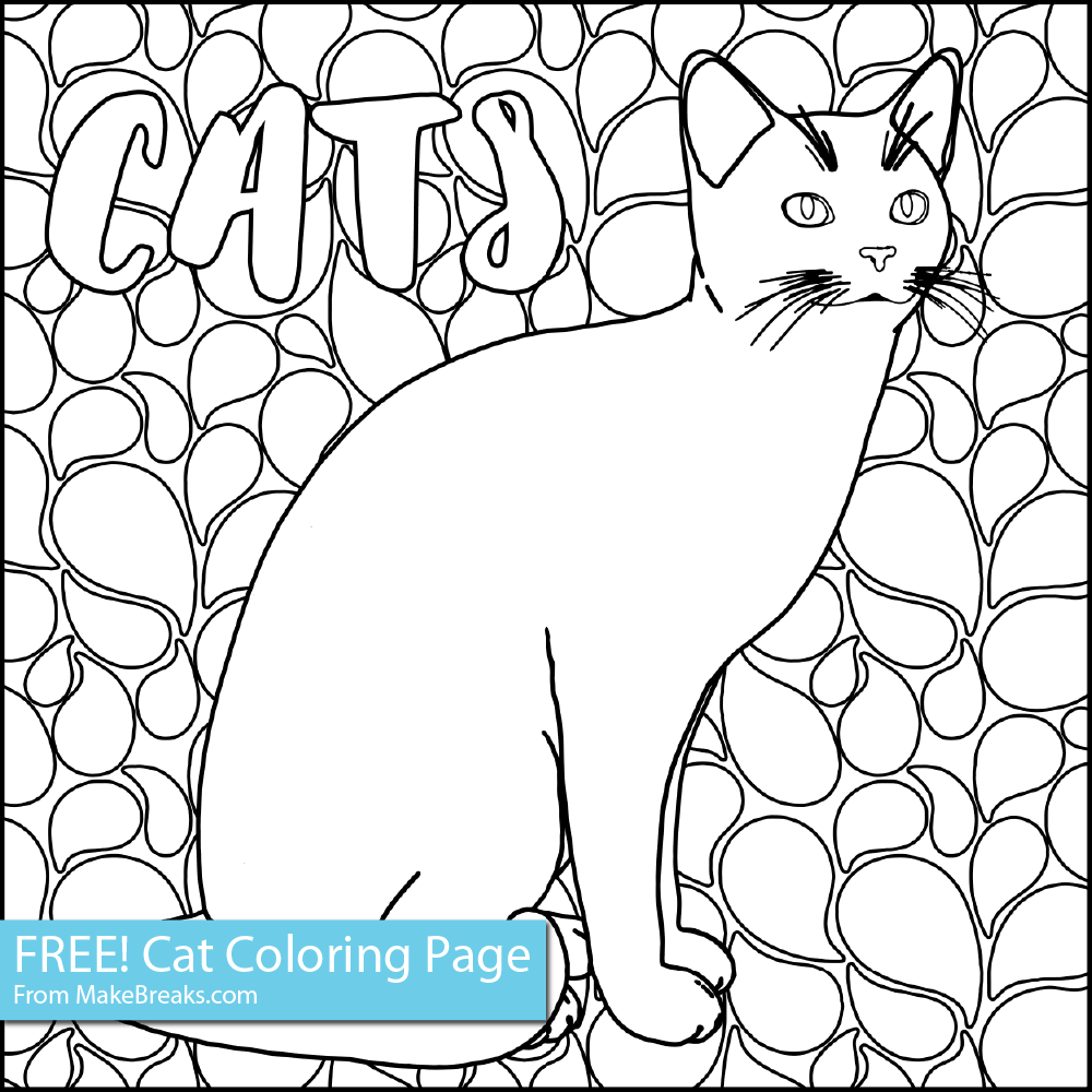 Free Coloring Page – Free Cat Coloring Page