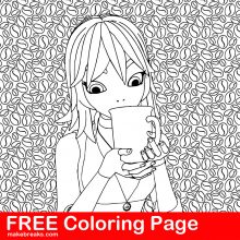 Coffee Lover's Free Coloring Page - Girl Drinking Coffee - Make Breaks