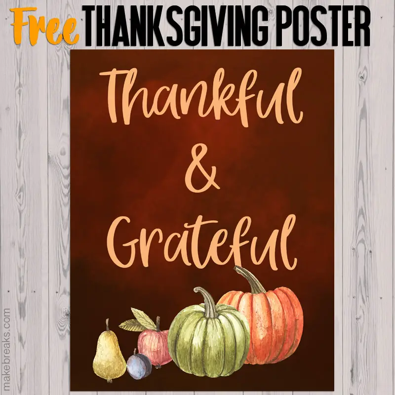 Free Thankful and Grateful Printable Poster