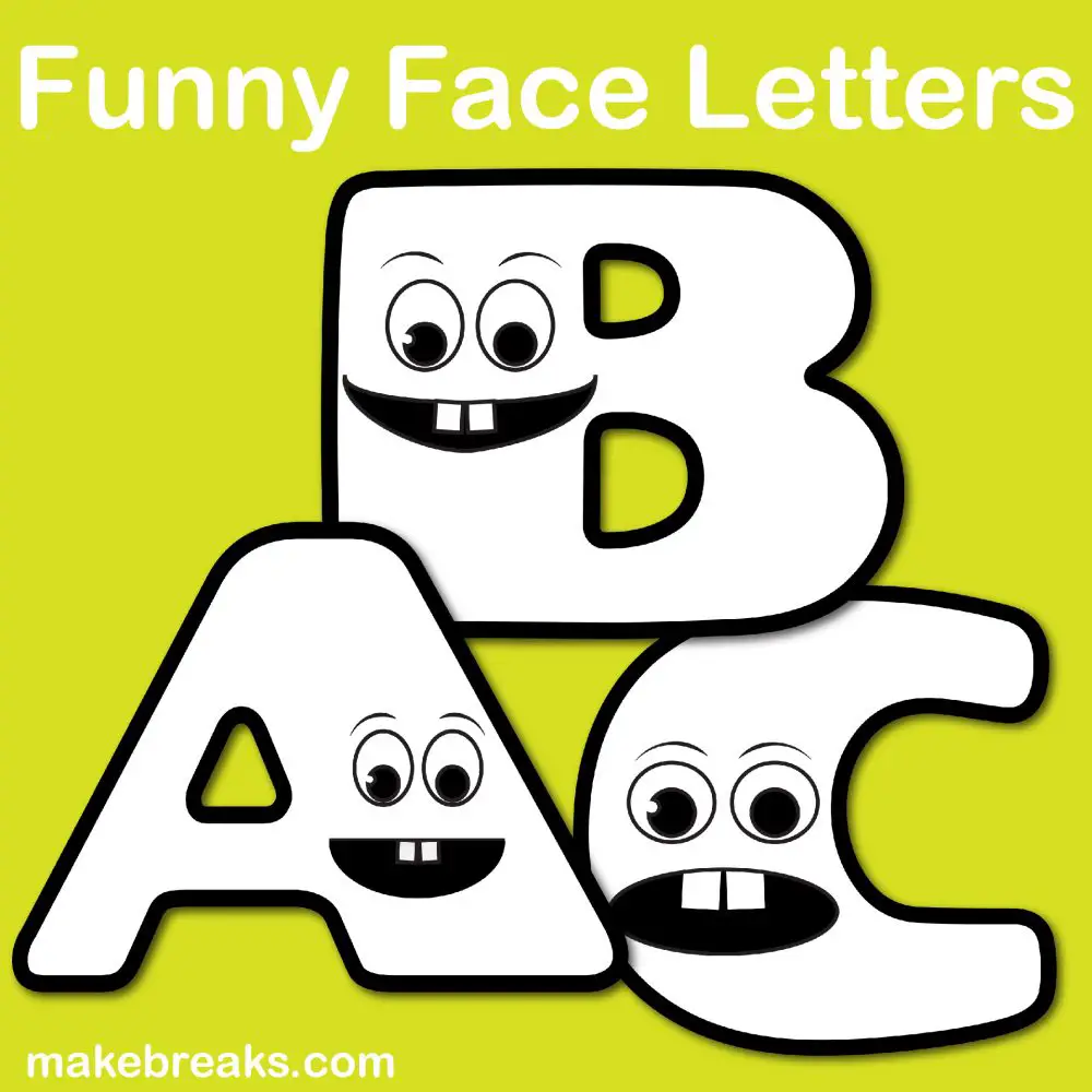 Free Funny Face Letters to Color
