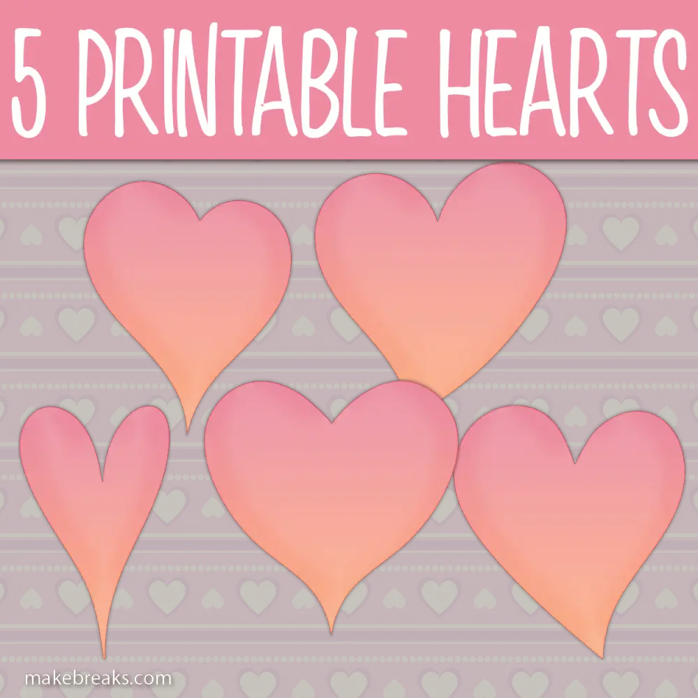 Five Free Printable Pink Heart Templates