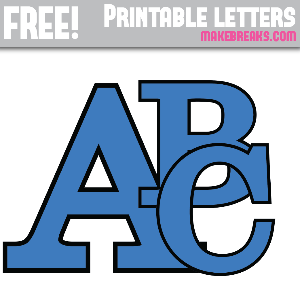 Blue With Black Edge Free Printable Alphabet