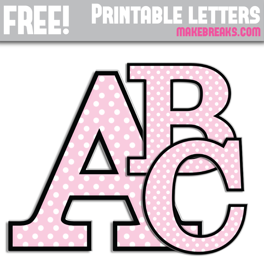 Pink Polka Dot With Black Edge Free Printable Alphabet