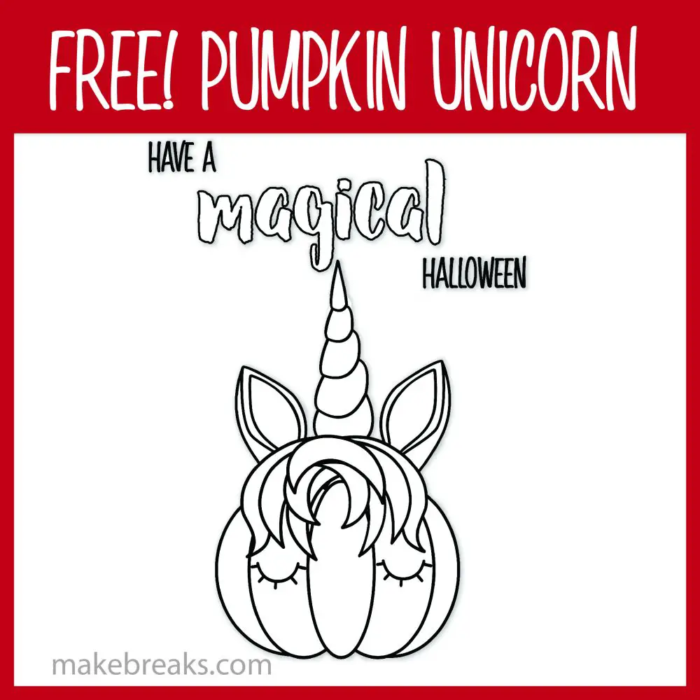 Free Pumpkin Unicorn Magical Coloring Page