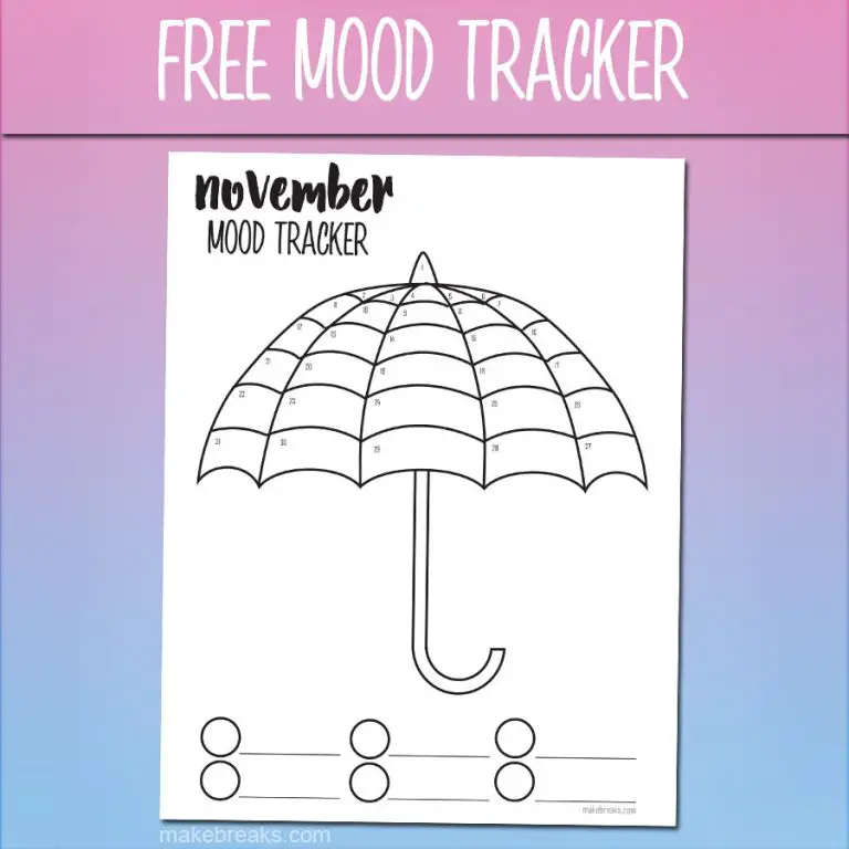 Free November Mood Tracker Tracking Page Umbrella Make Breaks