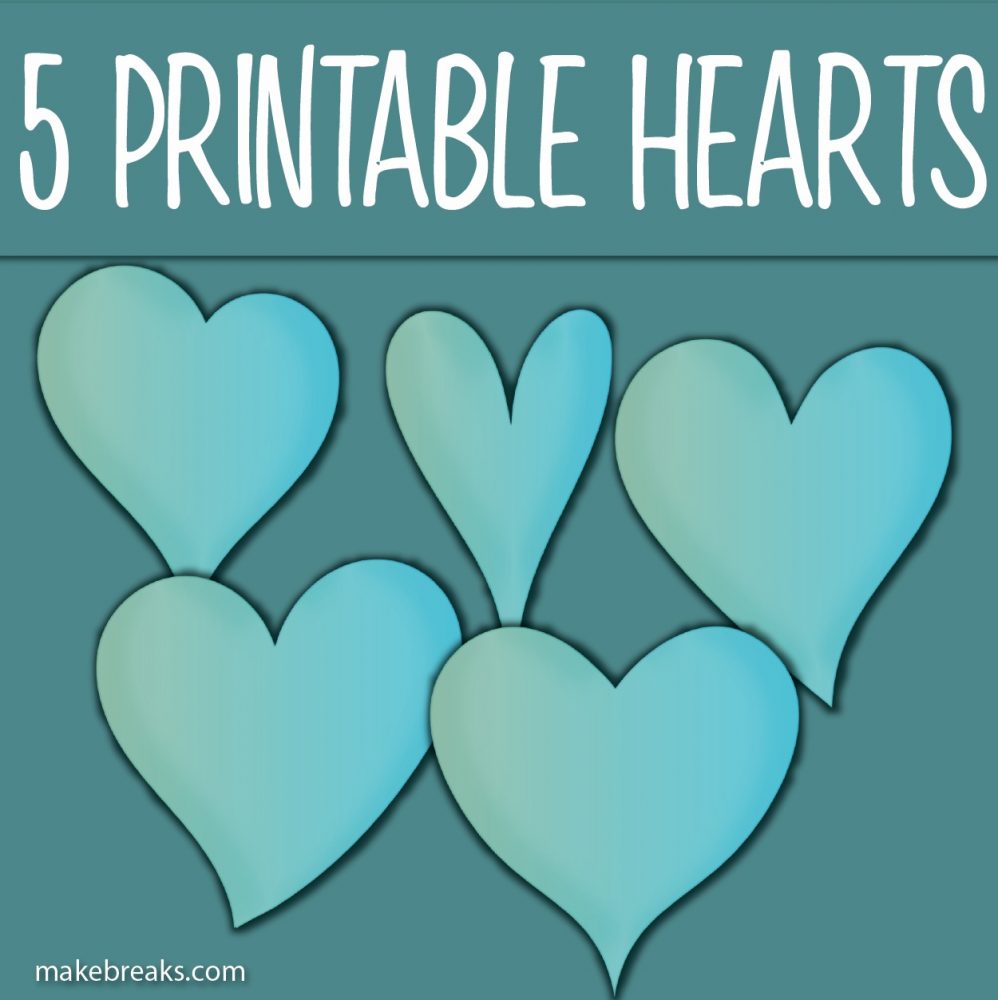 Five Free Printable Blue Heart Templates