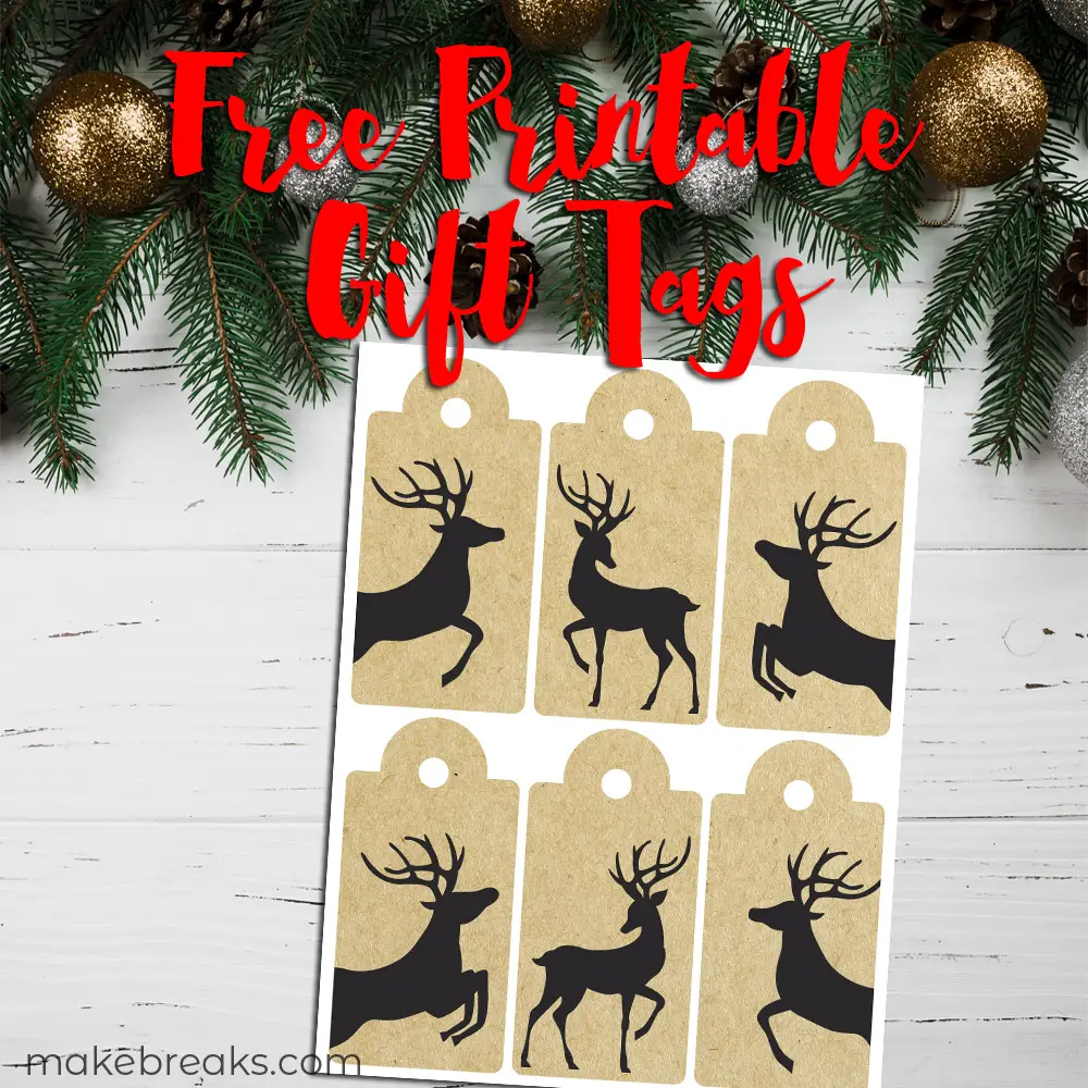 Reindeer Kraft Paper Free Printable Gift Tags
