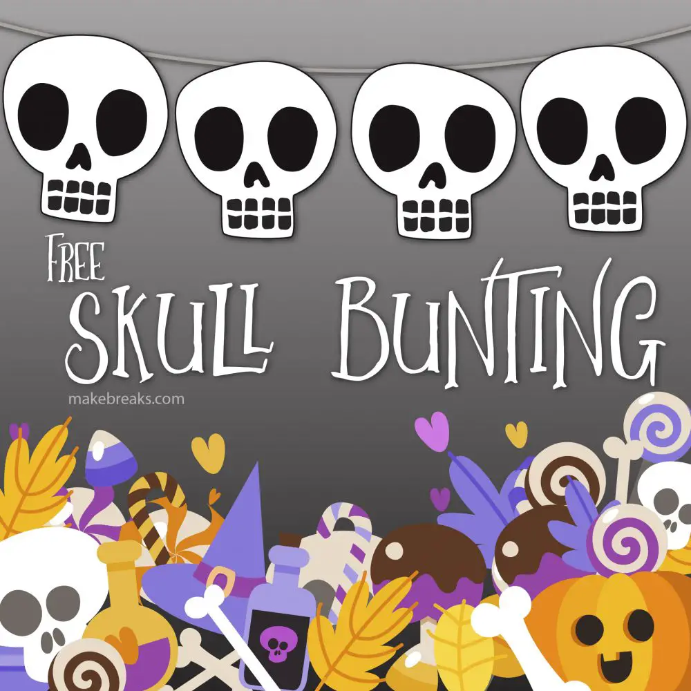 Free Halloween Funny Skull Bunting Template