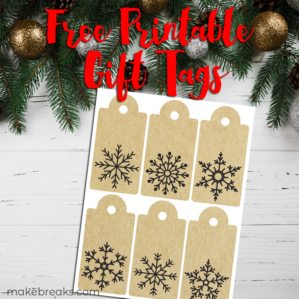 Snowflake Kraft Paper Free Printable Gift Tags