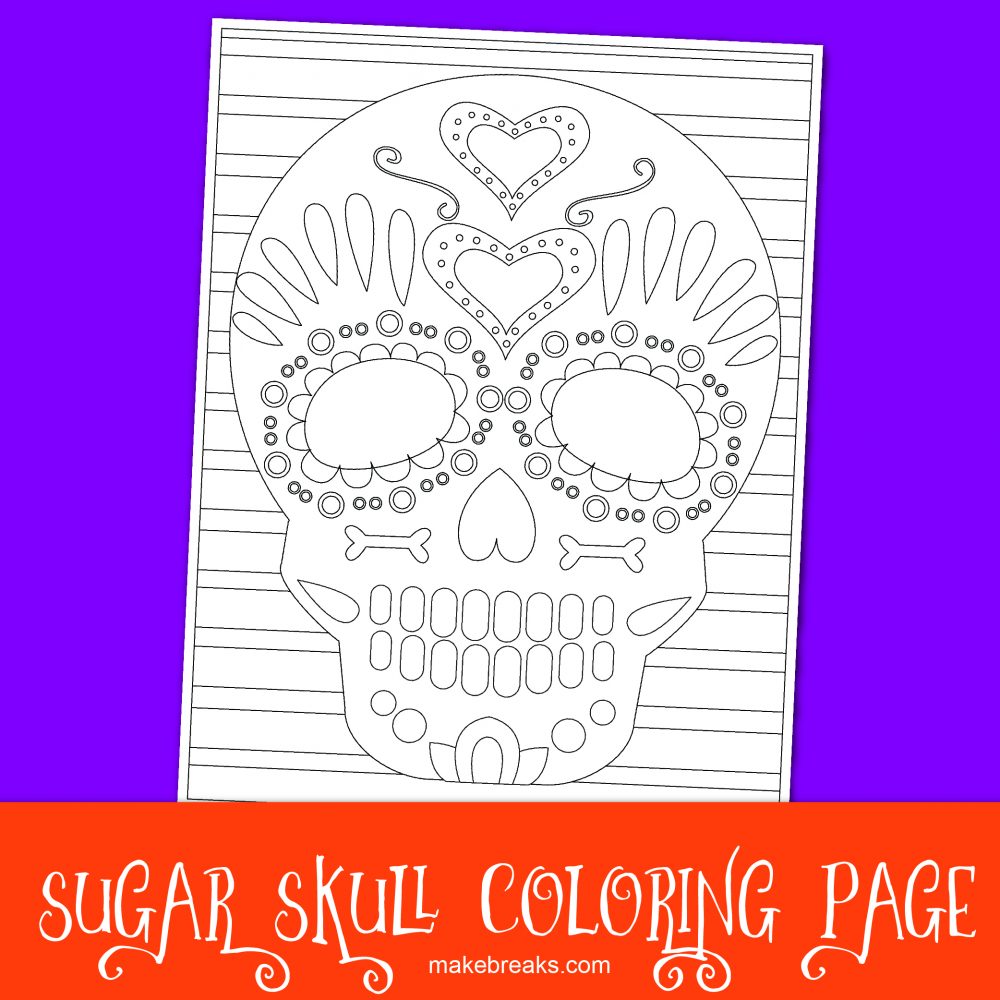 Free Sugar Skull Halloween Day of the Dead Coloring Page