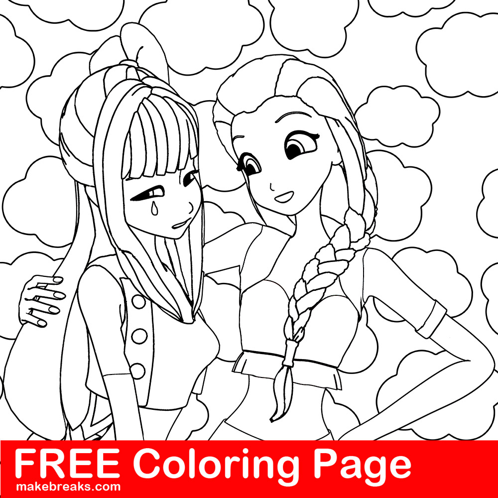 Free Coloring Page – Two Friends, One Sad