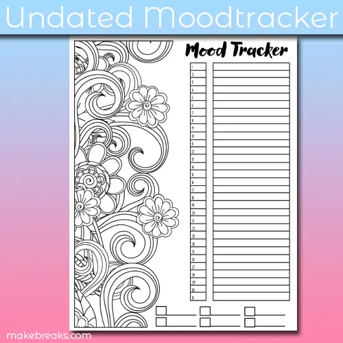 Free Undated Doodle Free Mood Tracker Tracking Page