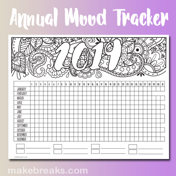 2019 Annual Mood Tracker Free Printable Planner Page