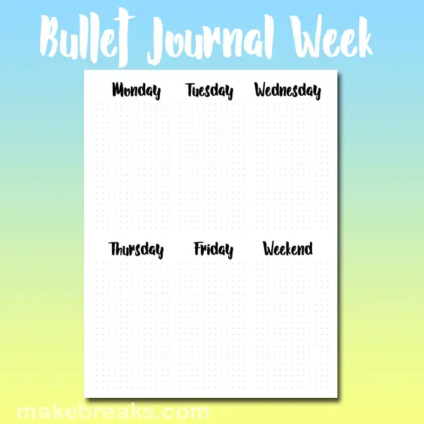 Free Week Bullet Journal Page