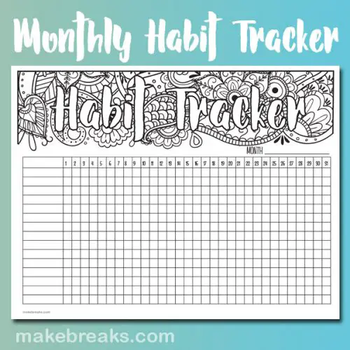 Undated Habit Tracker Make Breaks