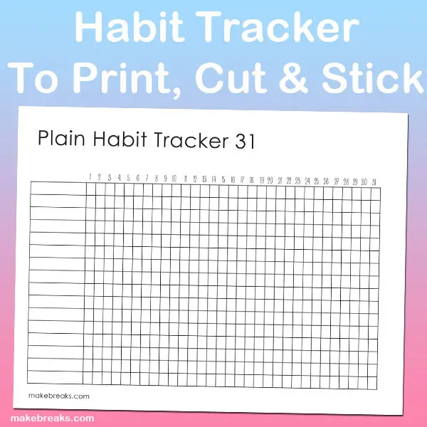 Plain Undated Habit Tracker To Cut and Stick