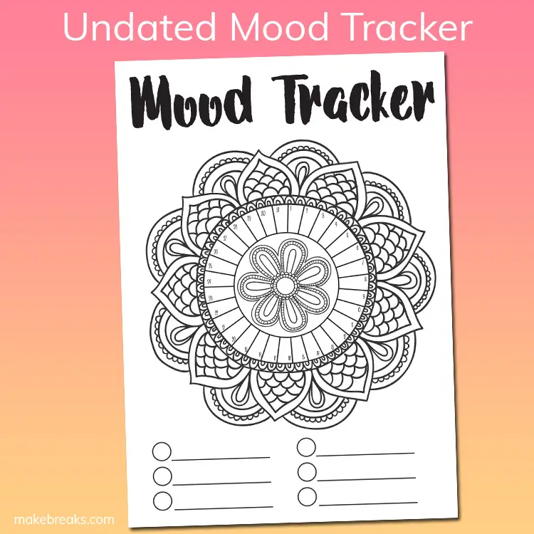 Free Undated Mandala Mood Tracker Tracking Page