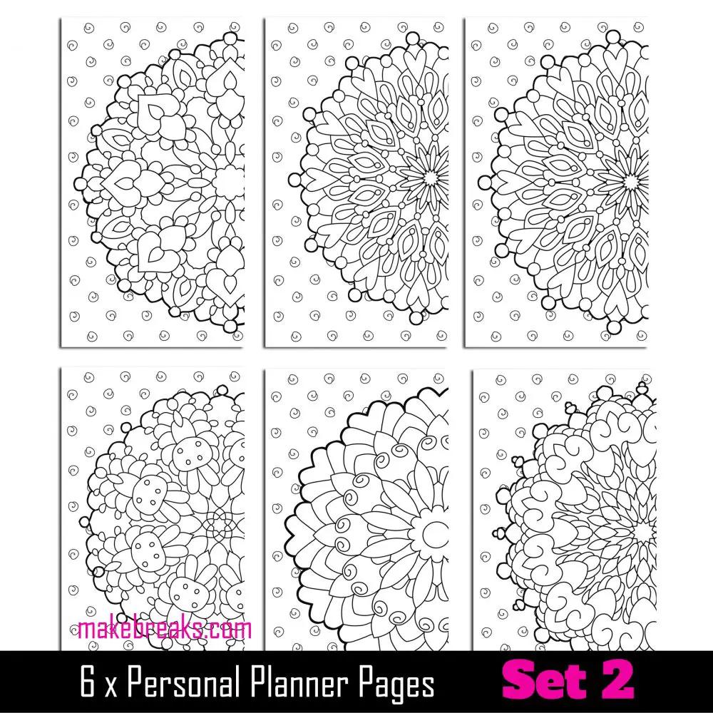 Coloring Page Personal Planner Dividers – Set 2