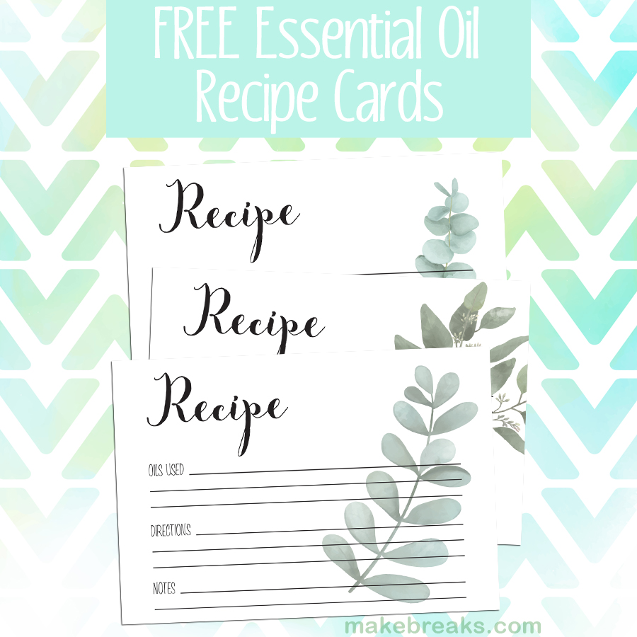 Free essential oil recipe cards with modern contemporary eucalyptus design