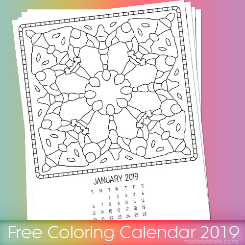 2019 Coloring Page Calendar