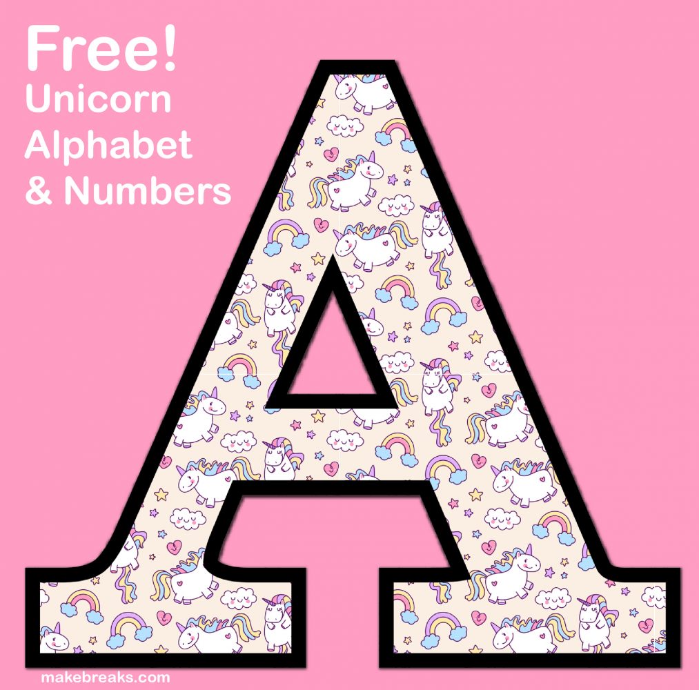 unicorn letters numbers to print 3 free printable alphabet make breaks