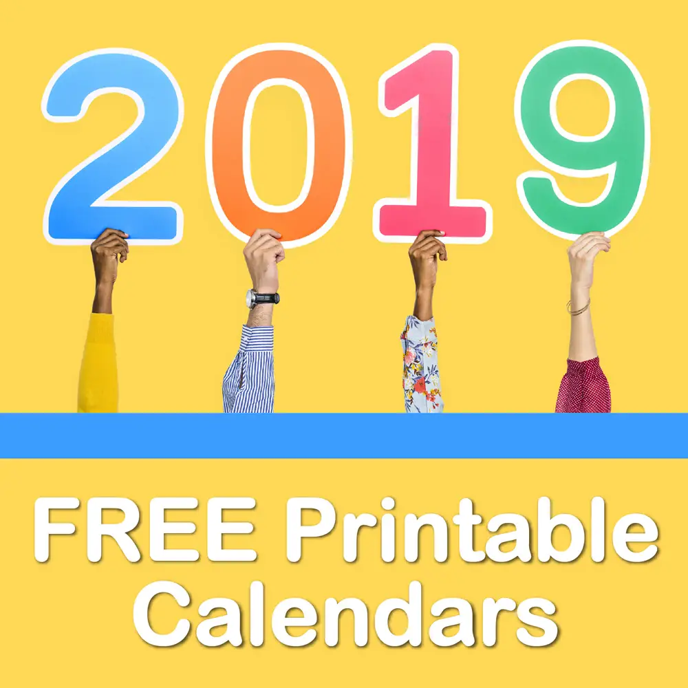 Free printable calendars for 2019