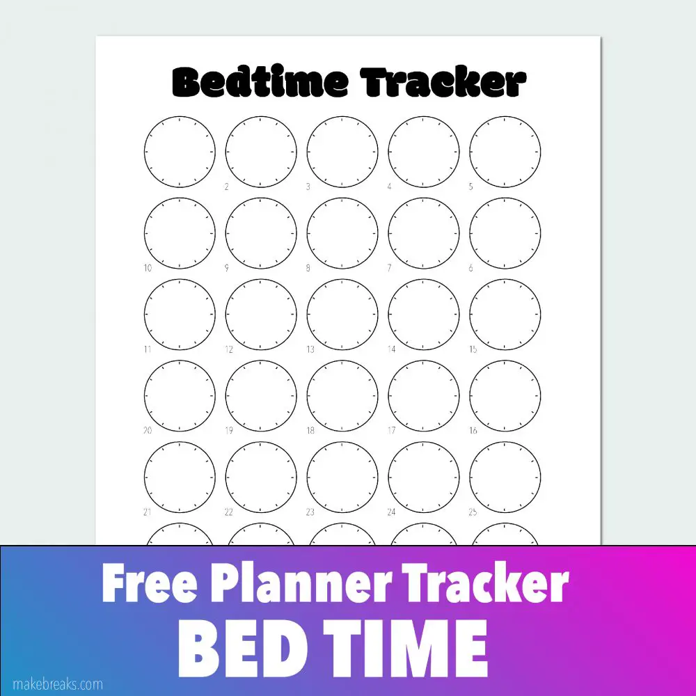 Bedtime Tracker for Bullet Journals and Planners